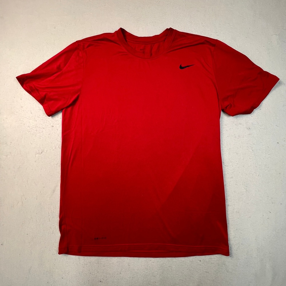 Nike Dri-FIT Training Shirt Mens Large Red Short Sleeve Swoosh Athletic Gym Tee